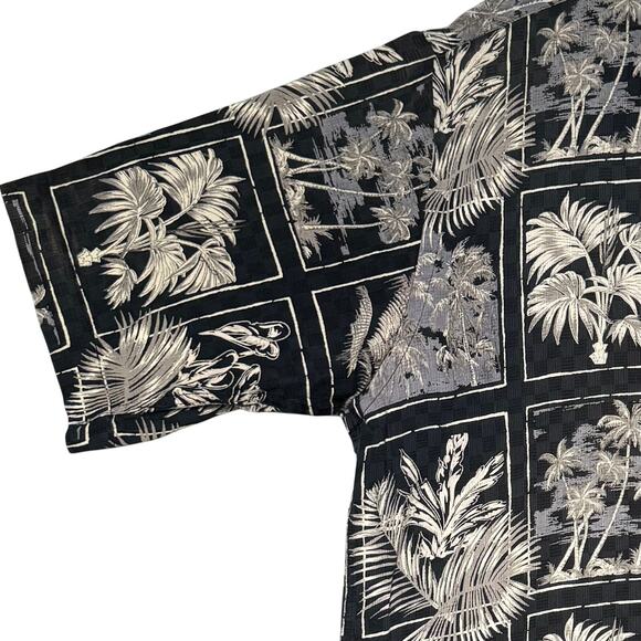 Knights Sportswear 100% Cotton Hawaiian Shirt Men XL Palm Tree Print Gray White - Picture 3 of 8